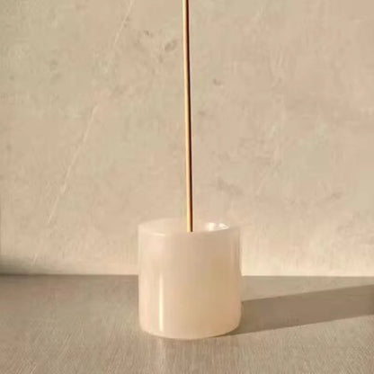 Natural Stone Incense Holder – Jade & Travertine, 6cm