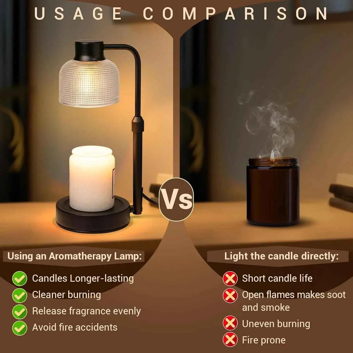 Black Adjustable-Height Candle Warmer Lamp with Timer – view 2