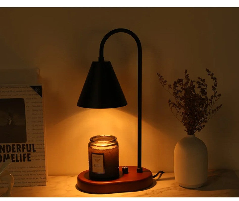 Electric Candle Warmer Lamp with Dimmer & Wooden Base