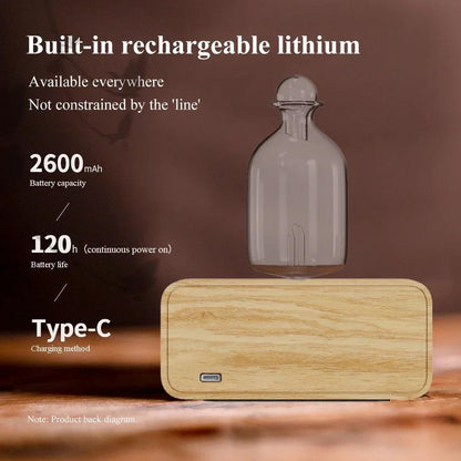 Glass Essential Oil Nebulizer Diffuser with Wood Grain Base - The Gift Company
