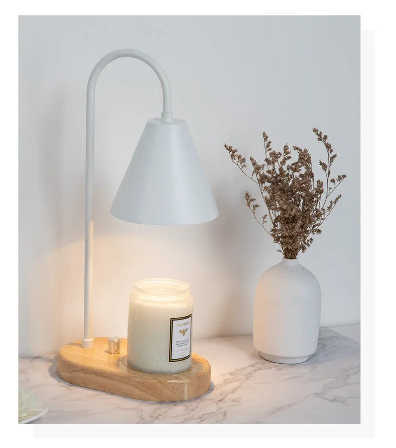 Electric Candle Warmer Lamp with Dimmer & Wooden Base