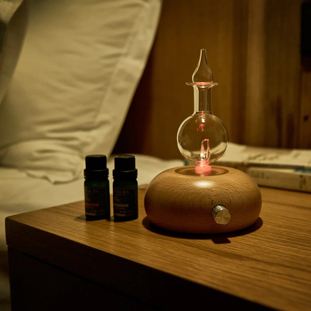 Wooden Glass Waterless Essential Oil Nebulizer Diffuser