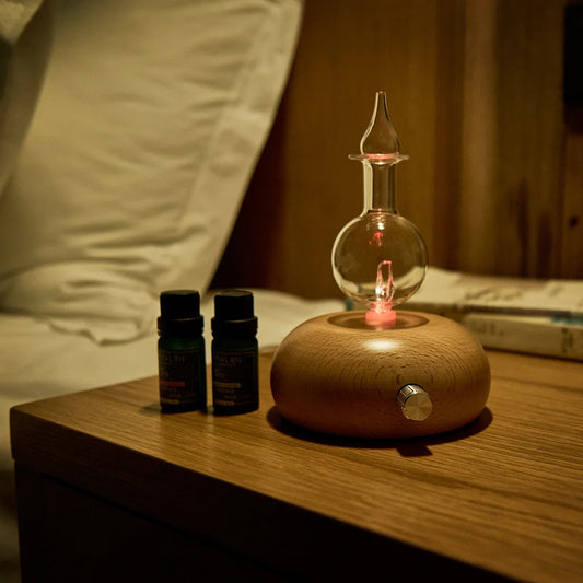Wooden Glass Waterless Essential Oil Nebulizer Diffuser