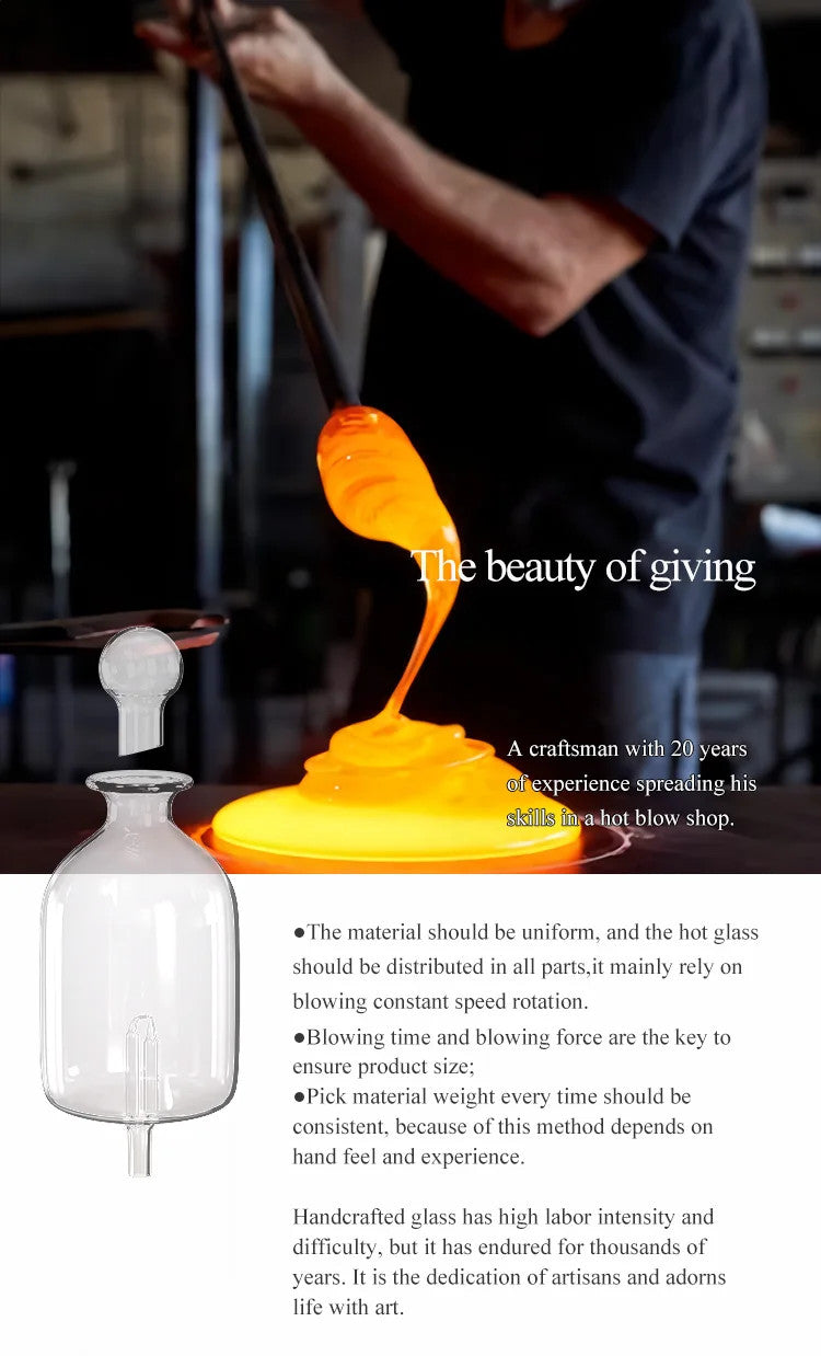 Glass Essential Oil Nebulizer Diffuser with Wood Grain Base - The Gift Company