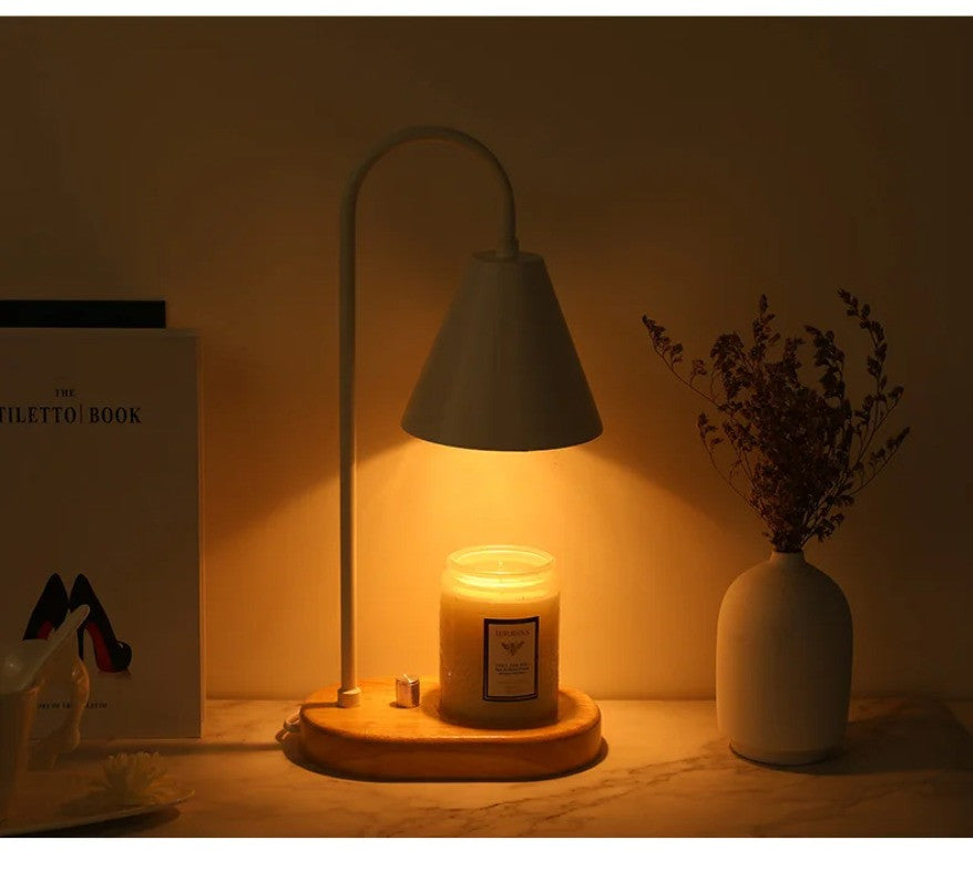 Electric Candle Warmer Lamp with Dimmer & Wooden Base
