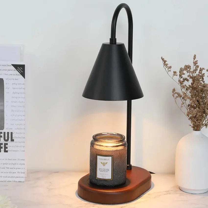 Electric Candle Warmer Lamp with Dimmer & Wooden Base