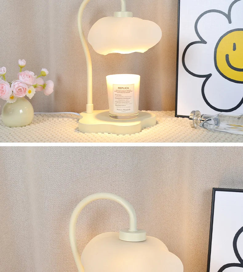 Cloud-Shaped Candle Warmer Lamp with Timer & Dimmable Light