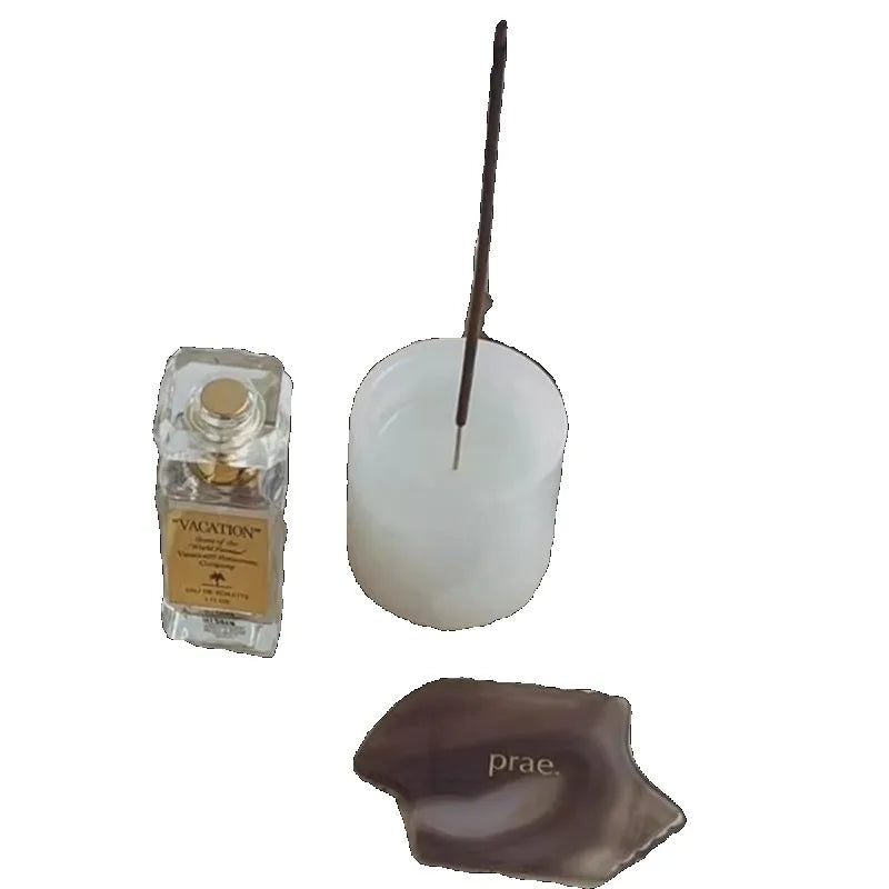 Natural Stone Incense Holder – Jade & Travertine, 6cm