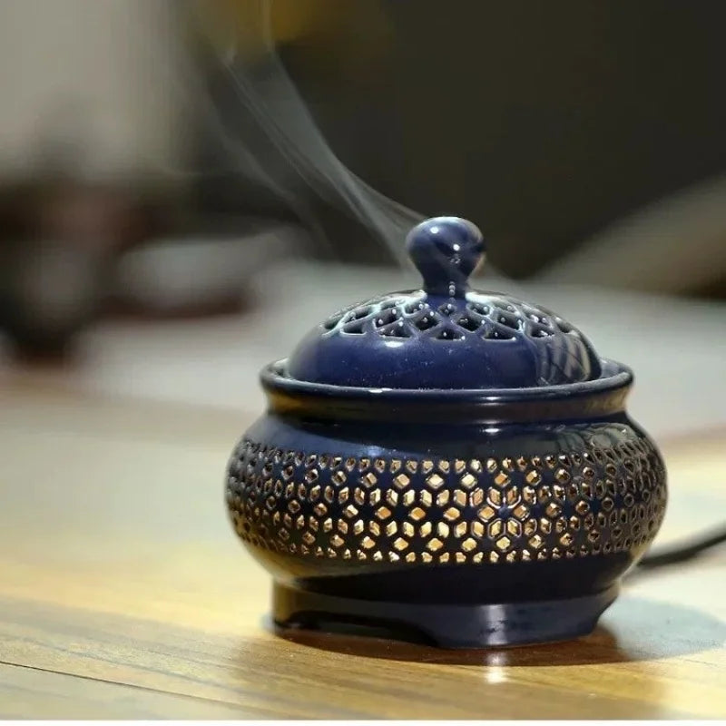 Electric Ceramic Incense Burner with Warm Ambient Light