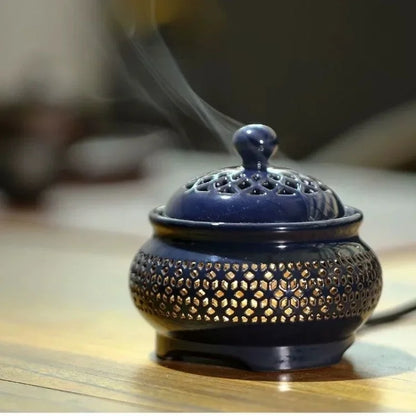 Electric Ceramic Incense Burner with Warm Ambient Light