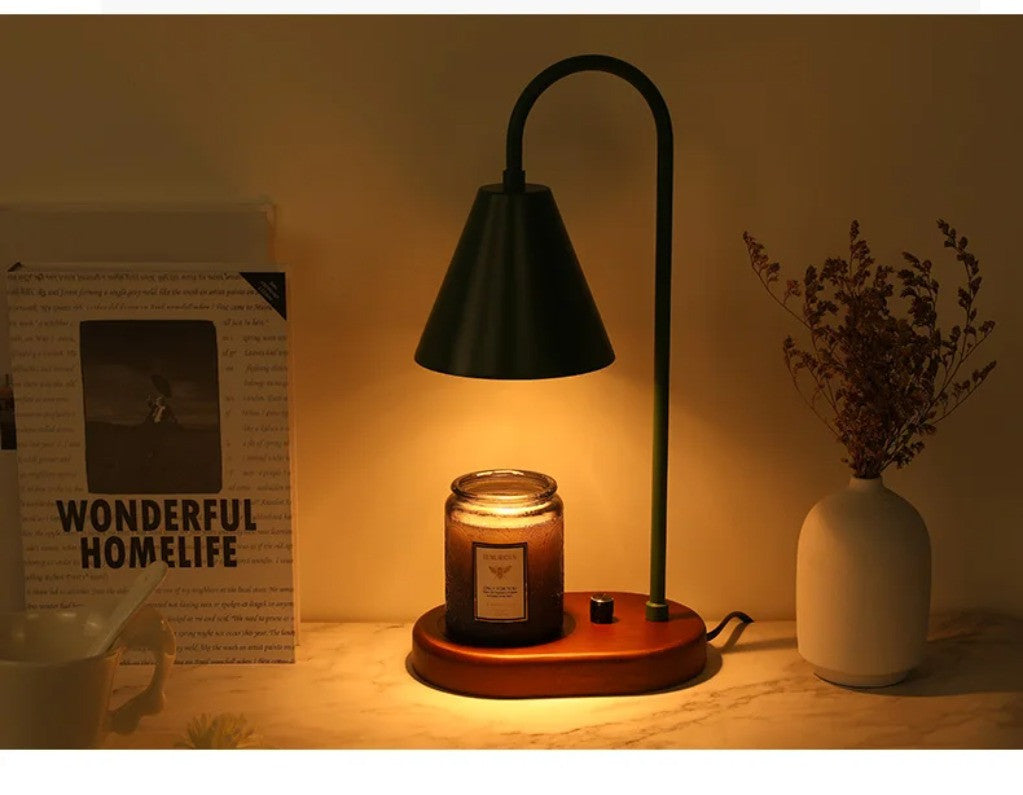 Electric Candle Warmer Lamp with Dimmer & Wooden Base