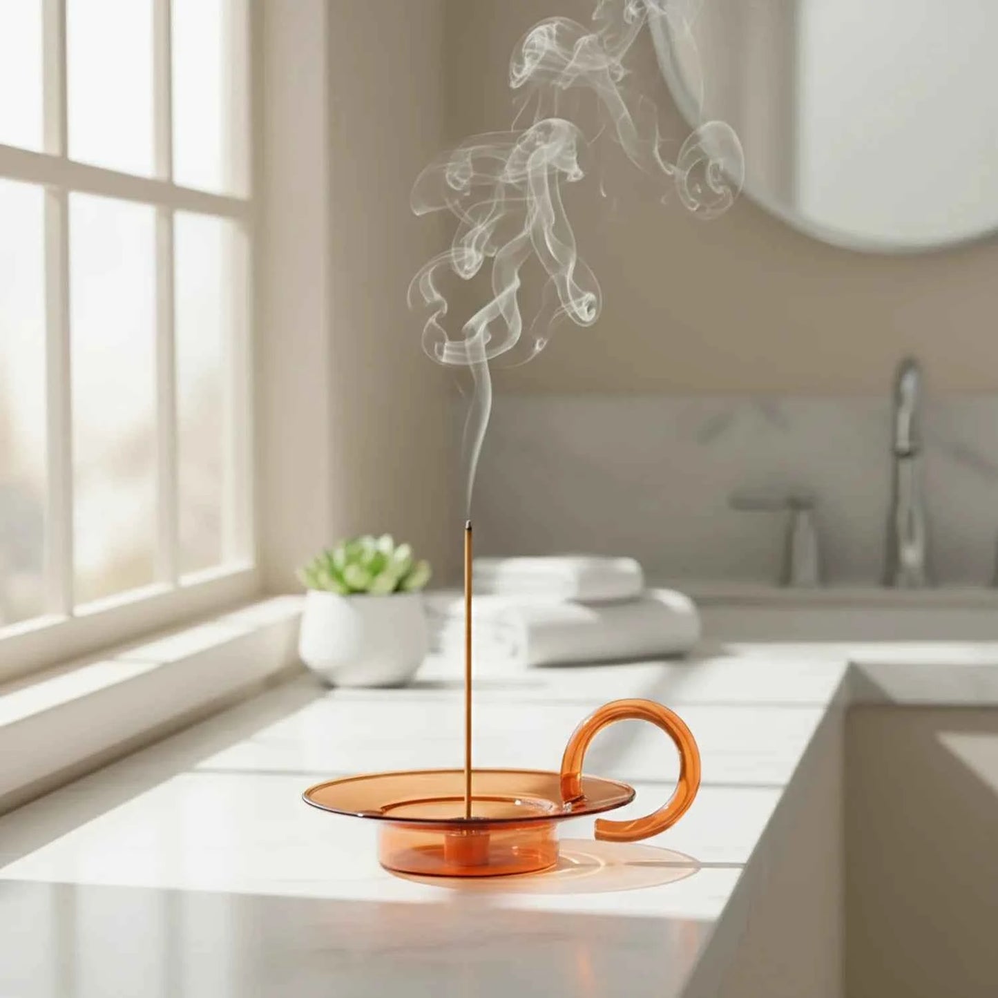 Glass Incense Holder with Brass Nine-Hole Insert – view 4
