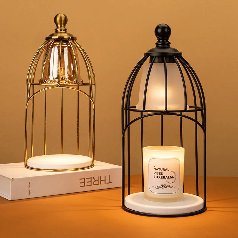 Retro Birdcage Candle Warmer Lamp with Dimmer & Timer