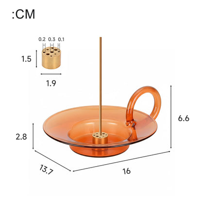 Glass Incense Holder with Brass Nine-Hole Insert – view 6