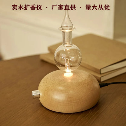 Wooden Glass Waterless Essential Oil Nebulizer Diffuser