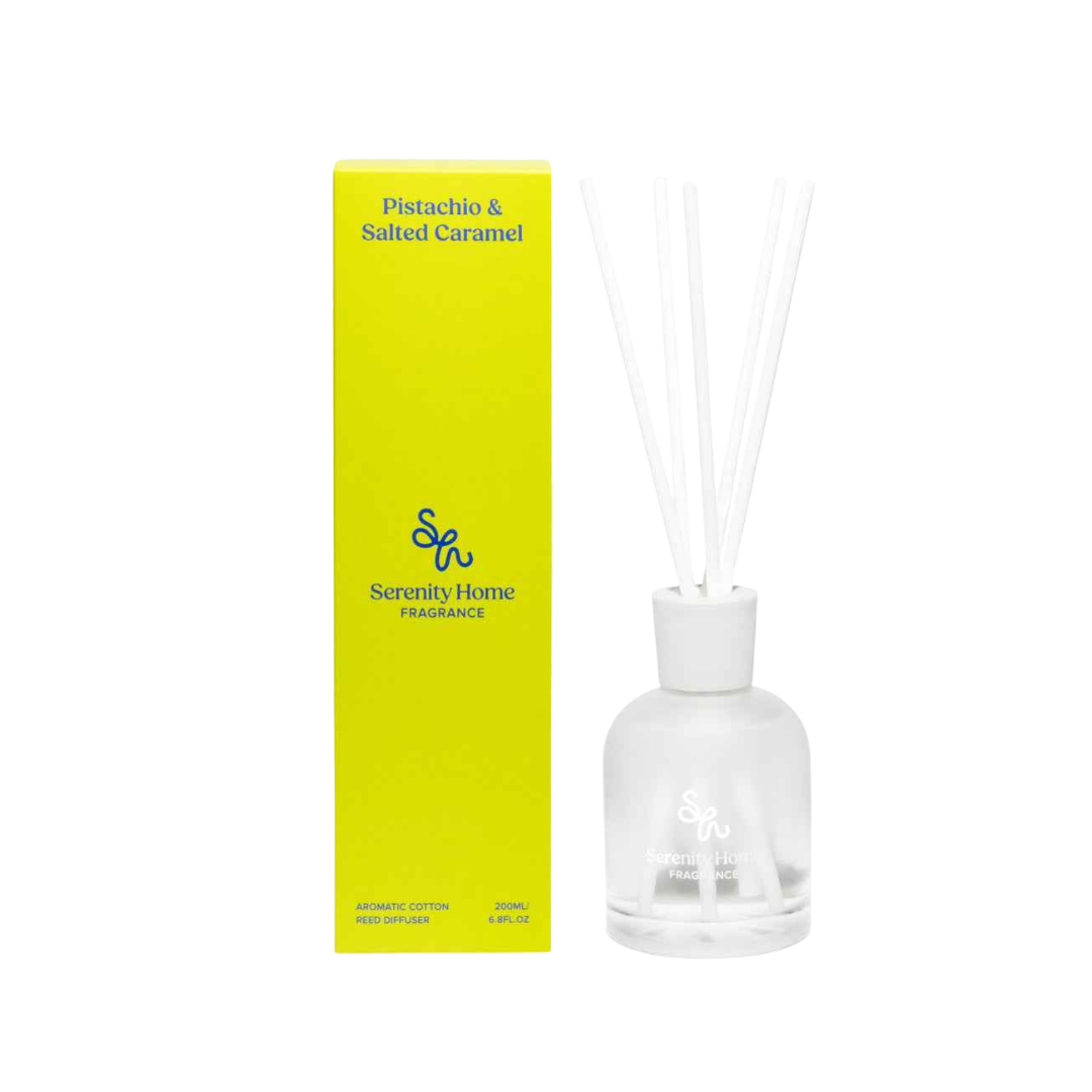 Serenity Home Pistachio & Salted Caramel Reed Diffuser 200mL - The Gift Company