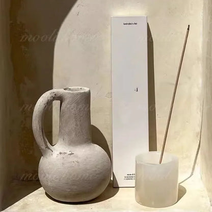 Natural Stone Incense Holder – Jade & Travertine, 6cm
