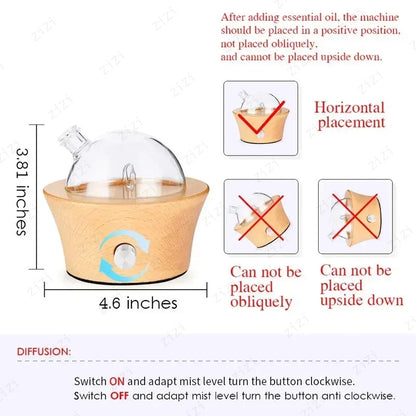 Wooden Glass Waterless Aromatherapy Essential Oil Diffuser