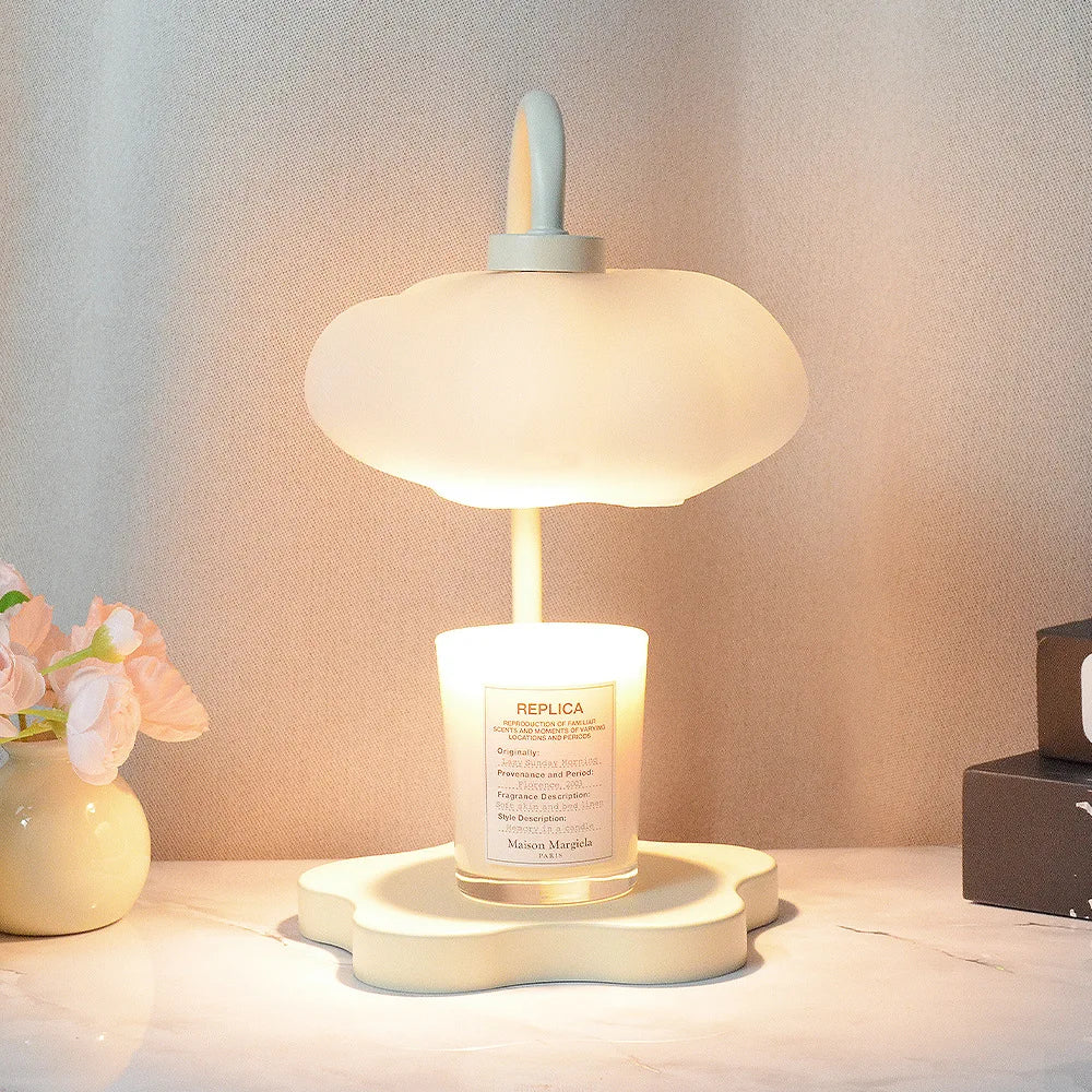 Cloud-Shaped Candle Warmer Lamp with Timer & Dimmable Light
