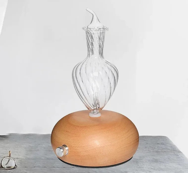 Wooden Glass Waterless Essential Oil Nebulizer Diffuser