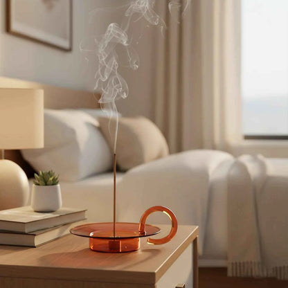 Glass Incense Holder with Brass Nine-Hole Insert – view 3