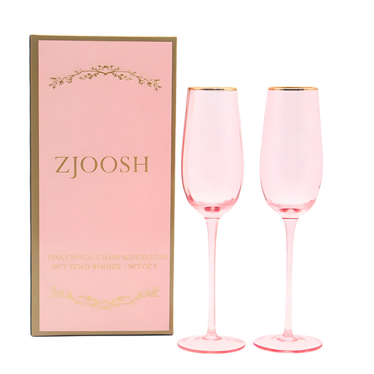 Zjoosh Soiree Crystal Champagne Flutes Pink (Set of 2)