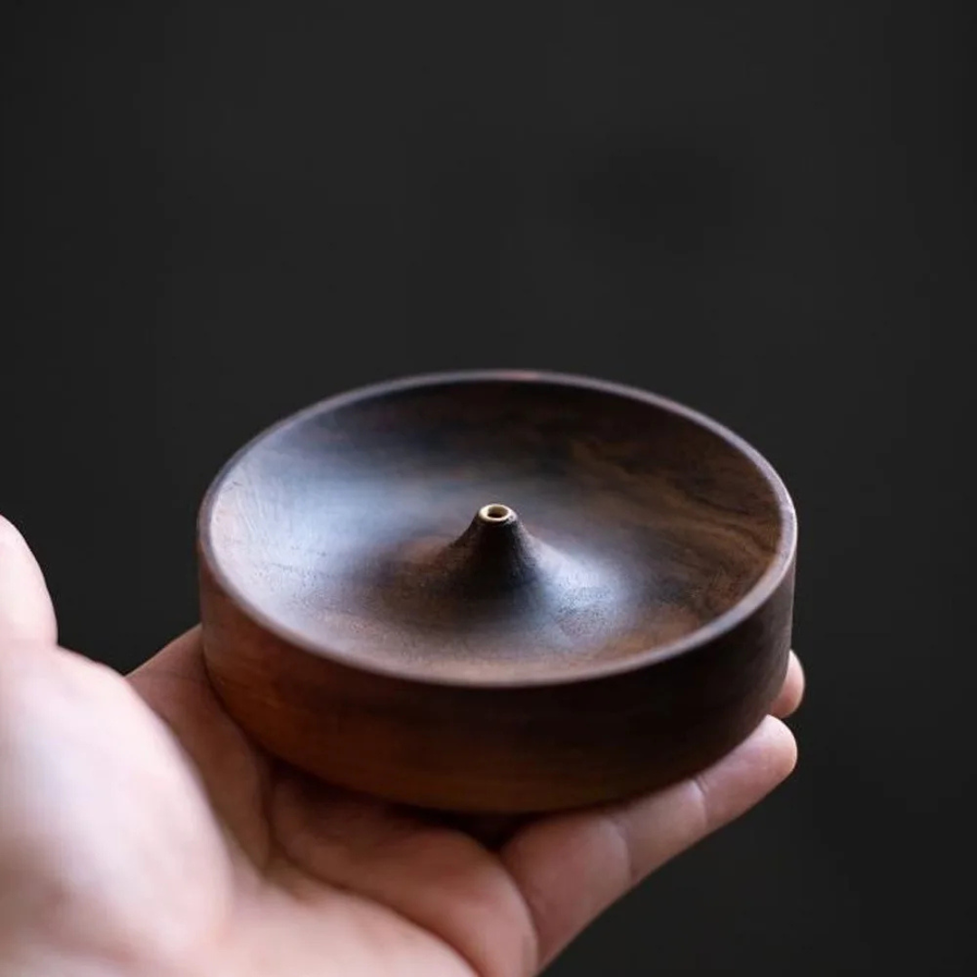 Solid Wood Incense Burner Round Multi-Hole Tray