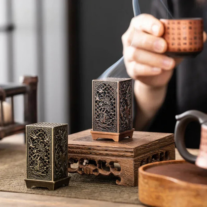 Square Vertical Incense Burner – Xiangyun-Inspired Alloy & Ceramic Holder