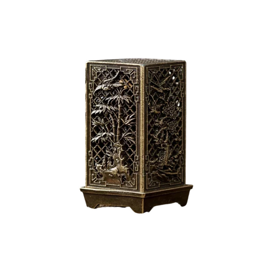 Square Vertical Incense Burner – Xiangyun-Inspired Alloy & Ceramic Holder
