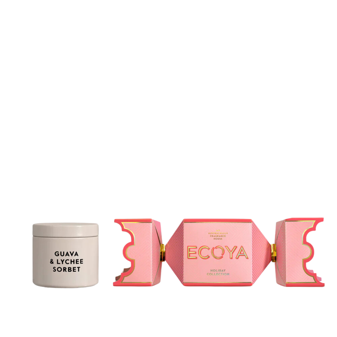 ECOYA Guava & Lychee Sorbet Tin Candle Bon Bon Holiday Collection 45g