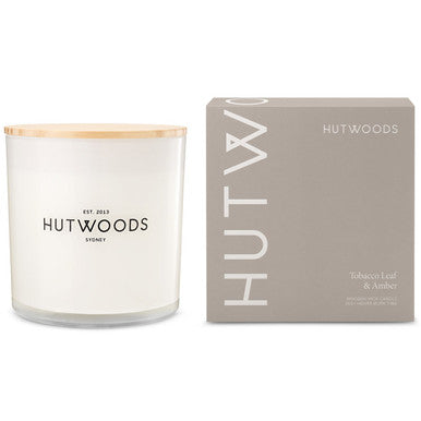 Hutwoods Tobacco Leaf & Amber Candle Extra Large 250+ Hours Burn Time
