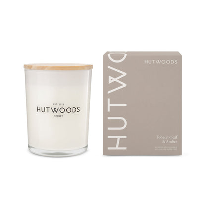 Hutwoods Tobacco Leaf & Amber Candle Large 100+ Hours Burn Time - The Gift Company