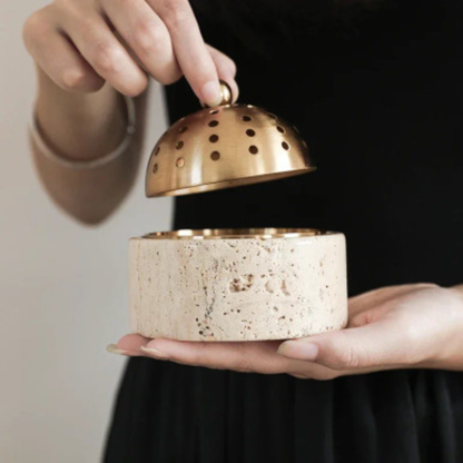 Travertine Mabkhara Burner Luxury Marble Bakhoor Incense Burner