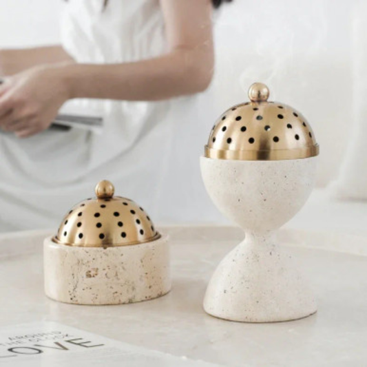 Travertine Mabkhara Burner Luxury Marble Bakhoor Incense Burner