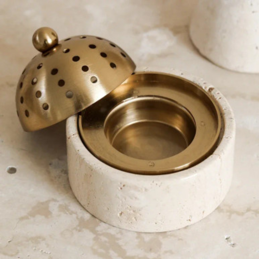 Travertine Mabkhara Burner Luxury Marble Bakhoor Incense Burner