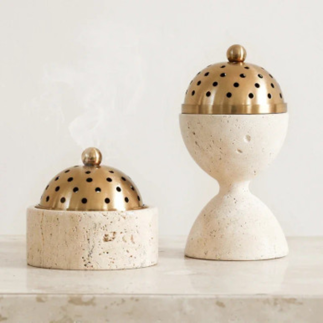 Travertine Mabkhara Burner Luxury Marble Bakhoor Incense Burner