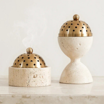 Travertine Mabkhara Burner Luxury Marble Bakhoor Incense Burner