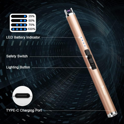 USB-C Rechargeable Electric Lighter with Windproof Plasma Ignition