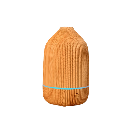 Orange textured diffuser with a blue light band on a white background