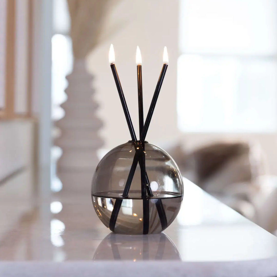 Everlasting Candle Co Neva Signature Set - Storm Vase & Black Candle Sticks