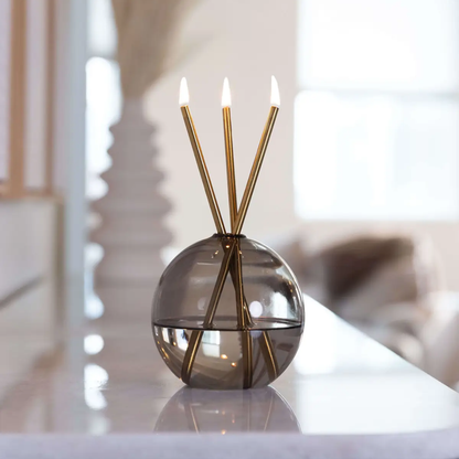 Everlasting Candle Co Neva Signature Set - Storm Vase & Gold Candle Sticks