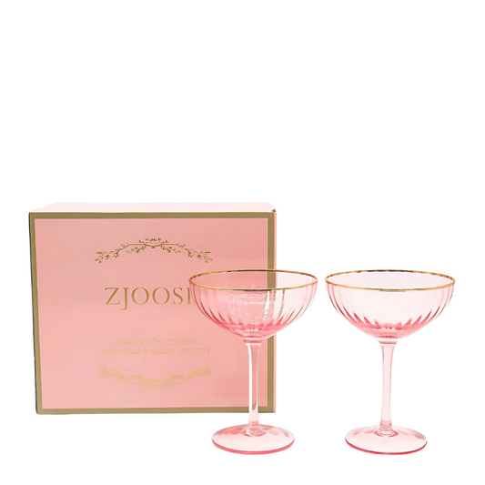 Zjoosh Soiree Crystal Coupes Pink (Set of 2)