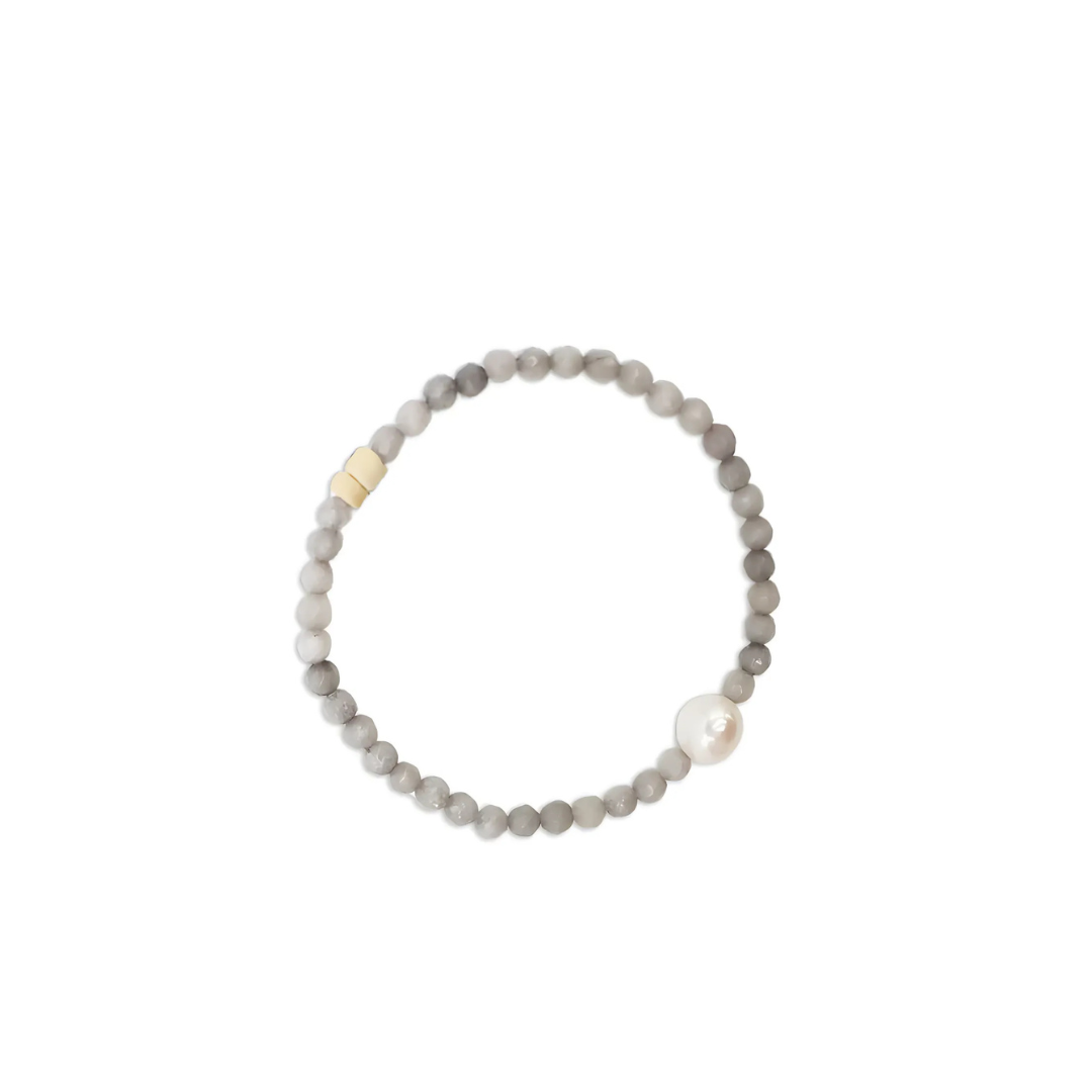 Zjoosh Stone and Pearl Bracelet Grey