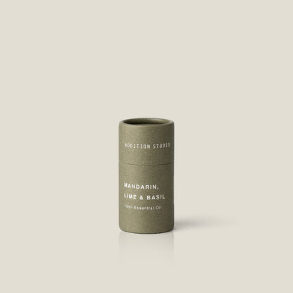 Addition Studio Mandarin Lime Basil Essential Oil 15mL original green presentation tube