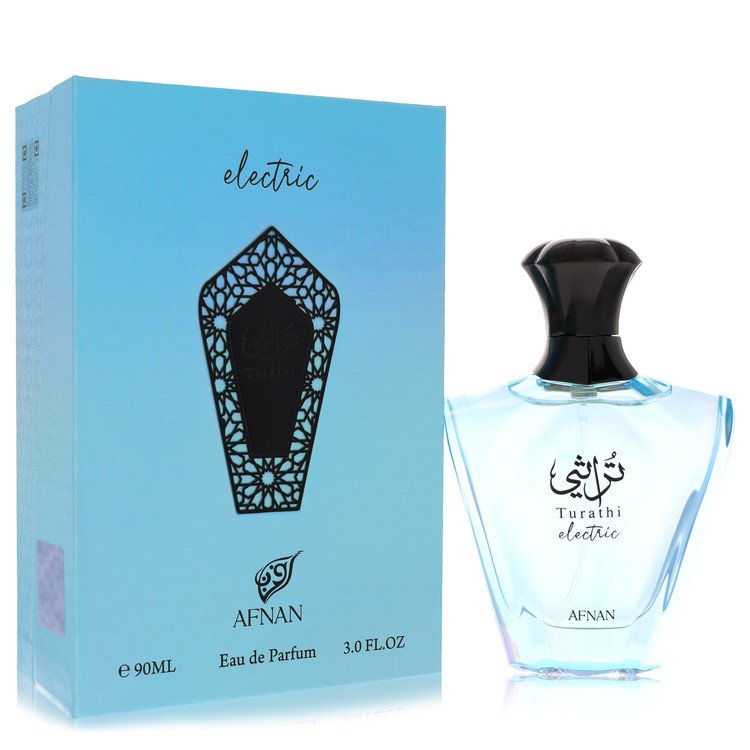 Afnan Turathi Electric Eau de Parfum Citrus Woody 89mL bottle and box