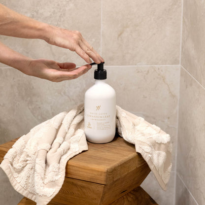 Urban Rituelle White Lotus Hand & Body Lotion in use