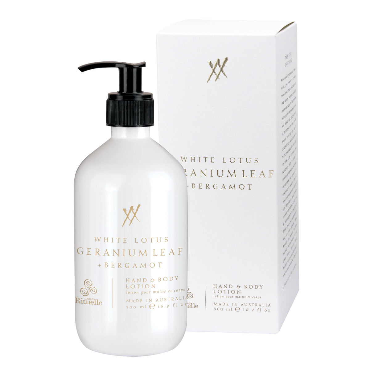 Urban Rituelle White Lotus, Geranium Leaf & Bergamot Hand & Body Lotion 500mL
