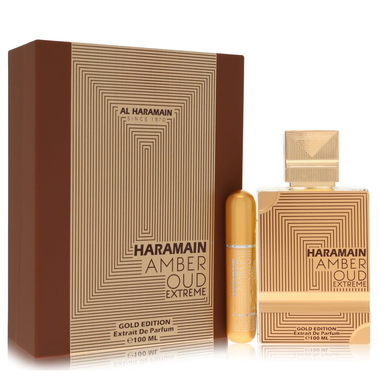 Al Haramain Amber Oud Gold Edition Extreme Gift Set 100mL Pure Perfume + 10mL Refillable Spray