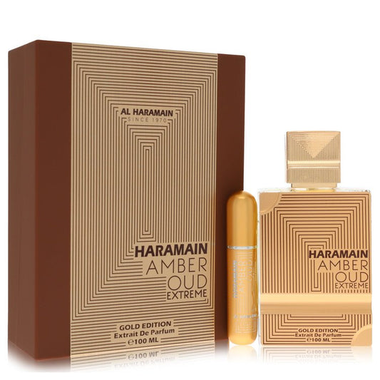 Al Haramain Amber Oud Gold Edition Extreme Gift Set 100mL Pure Perfume + 10mL Refillable Spray