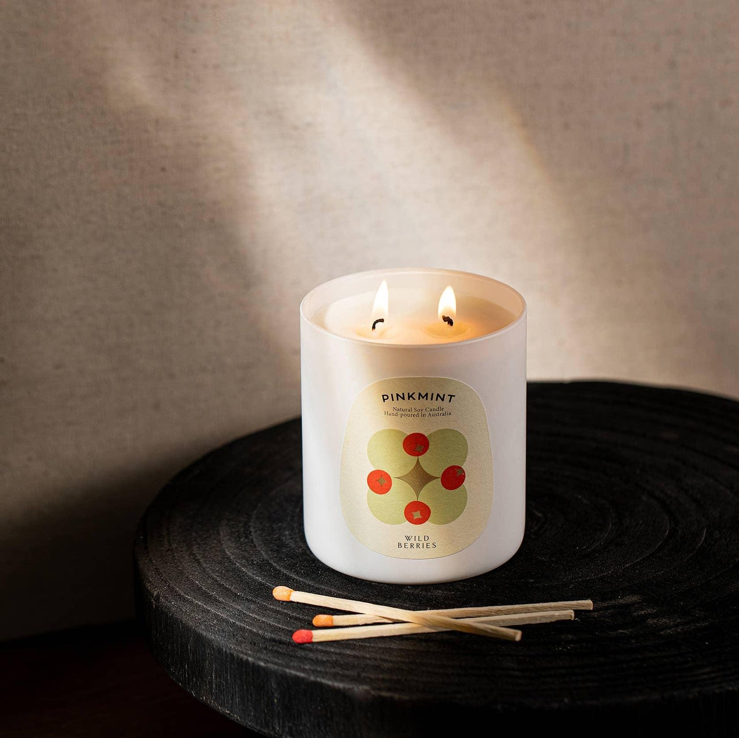 Pinkmint Candle Wild Berries Double Wick Soy Candle 220g